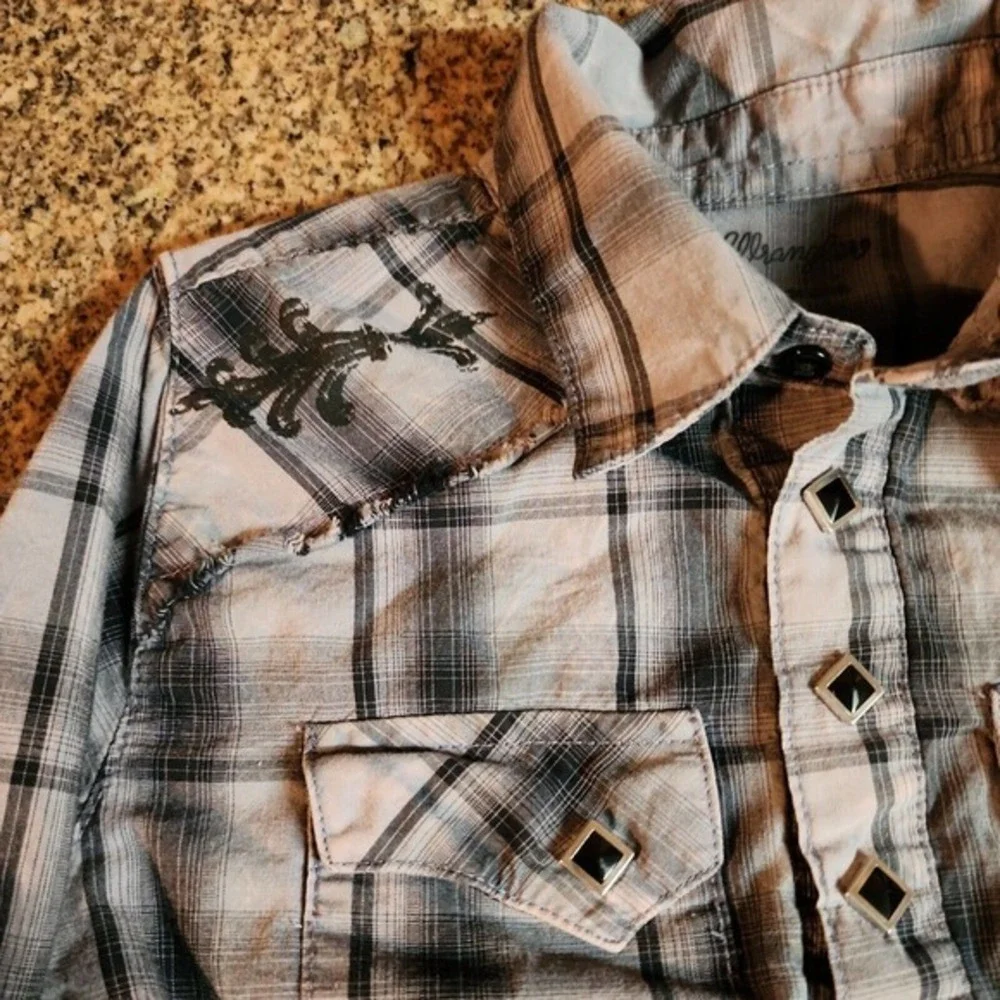 Wrangler Kid's‎ 24M Plaid Button Down One-Piece Romper